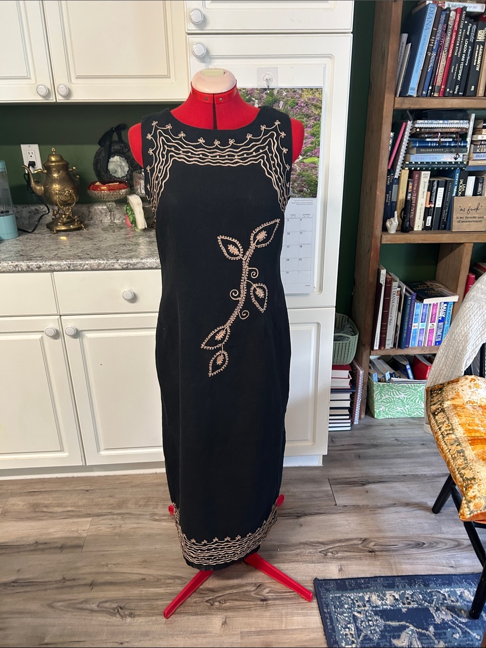 Black Embroidered Sleeveless Maxi Dress